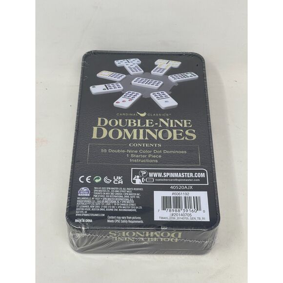 New Double Nine Dominoes Set in Storage Tin, for Families and Ages 8 and up - Picture 5 of 6
